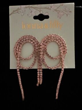 NWOT lonna & lilly Rose Gold Pink Crystal Dangle Earrings
